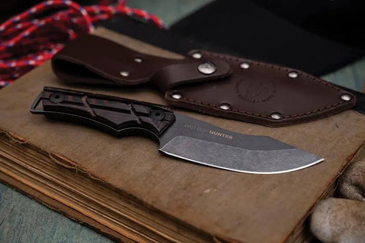 WOOX Bad Boy Hunter Micarta - Durable D2 Tool Steel Blade With Full Tang And Leather Belt Sheath by WOOX
