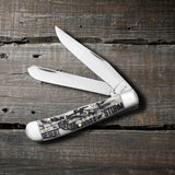 War Series Desert Storm Embellished Smooth Natural Bone Trapper Knife by Case Cutlery