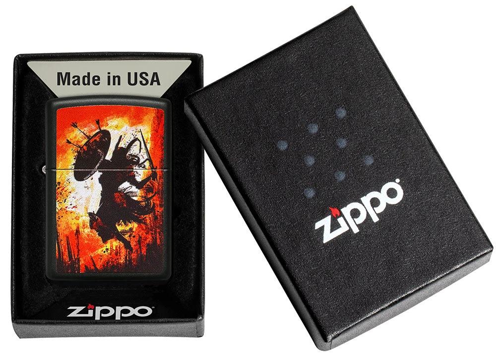 Warrior Design Zippo Windproof Lighter – Black Matte by Zippo