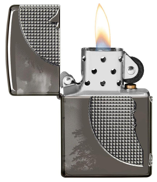 Zippo Armor® Wolf Design Lighter – Black Ice® Finish by Zippo