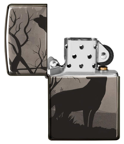 Wolves Design Zippo Lighter – Black Ice® Finish by Zippo