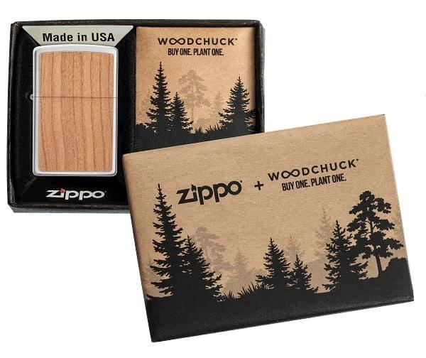 Woodchuck Cherry Emblem Brushed Chrome Zippo Lighter by Zippo