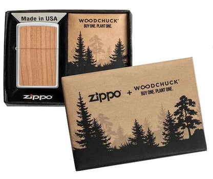 Woodchuck Cherry Emblem Brushed Chrome Zippo Lighter by Zippo