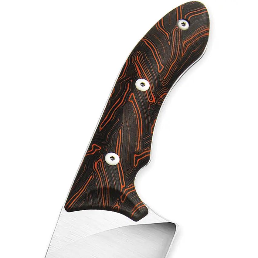 Xin Cutlery Tactical Style Chef Knife XC143 - Full Tang 8 Inch Satin Blade With Black Orange G10 Handle by Xin Cutlery