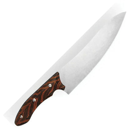Xin Cutlery Tactical Style Chef's Knife SW XC144 - 8 Inch Stonewash Blade, Full Tang, Black Orange G10 Leather Sheath by Xin Cutlery