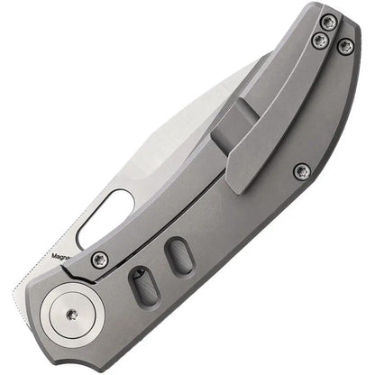 Yan Knives Chevron Framelock Black Canvas Micarta - MagnaCut Satin Blade, 3.25in, 4.25in Closed, Titanium Back by Yan Knives