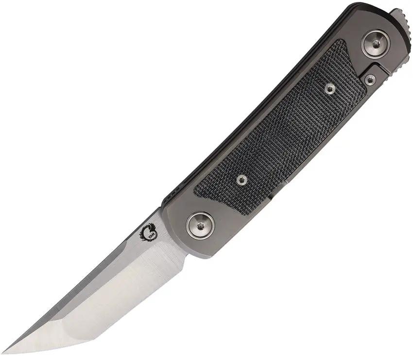 Yan Knives EMW Framelock Micarta EMW-BM - Satin M390 Blade, Tanto And Drop Point, Titanium Handle With Micarta Inlay by Yan Knives