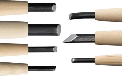 Yoshiharu Woodcarving Knife 7-Pcs Set AT091 - Beginner Friendly Alloy Steel Blades With Japanese Cypress Handles by Yoshiharu