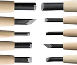 Yoshiharu Woodcarving Knife 10pcs Set AT117 - Alloy Steel Blades With Japanese Cypress Wood Handles For Beginners by Yoshiharu