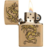 Zippo Dragon Lighter Brushed Brass - Limited Edition Gift Boxed for Collectors and Dragon Fans by Zippo