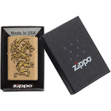 Zippo Dragon Lighter Brushed Brass - Limited Edition Gift Boxed for Collectors and Dragon Fans by Zippo