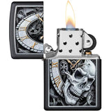 Zippo Skull Clock Design Lighter - Black Matte Finish For Collectors And Enthusiasts by Zippo