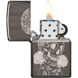 Zippo Lighter Premium Fancy Skull Black Ice Finish - Bold Collectible For Gothic Enthusiasts And Collectors by Zippo