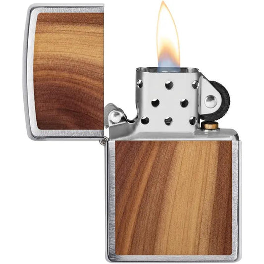 Zippo Woodchuck Cedar Lighter Brushed Chrome Emblem - Eco Gift Plant One Tree With Every Purchase by Zippo