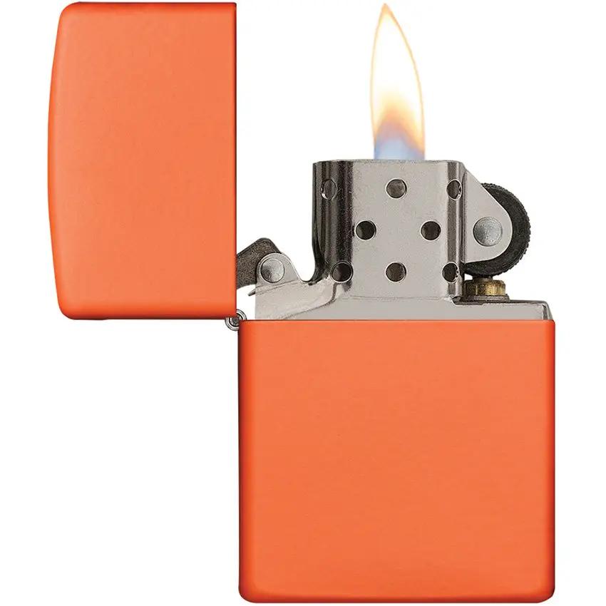 Zippo Class Lighter - Orange No Logo Boxed Windproof Pocket Lighter For Outdoor Enthusiasts by Zippo