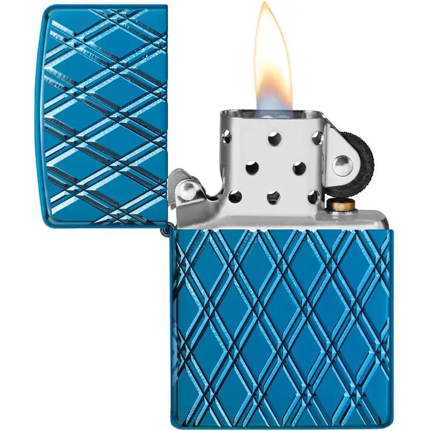 Zippo Blue Diamonds Lighter - Premium MultiCut Finish For Collectors And Gift Givers by Zippo