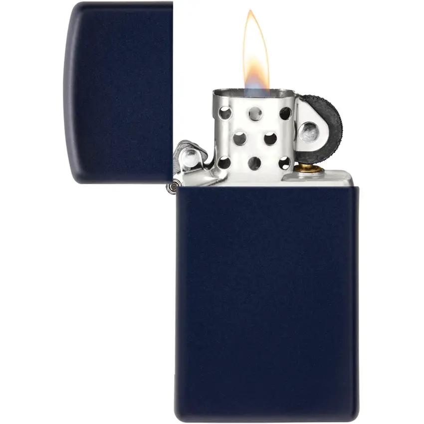 Zippo Slim Lighter Navy Matte 1639 - Windproof Travel Size For Outdoor Enthusiasts by Zippo