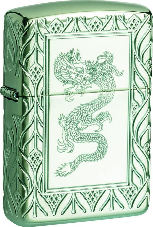 Zippo Dragon Design Armor High Polish Green Lighter For Collectors Gift Boxed Premium by Zippo