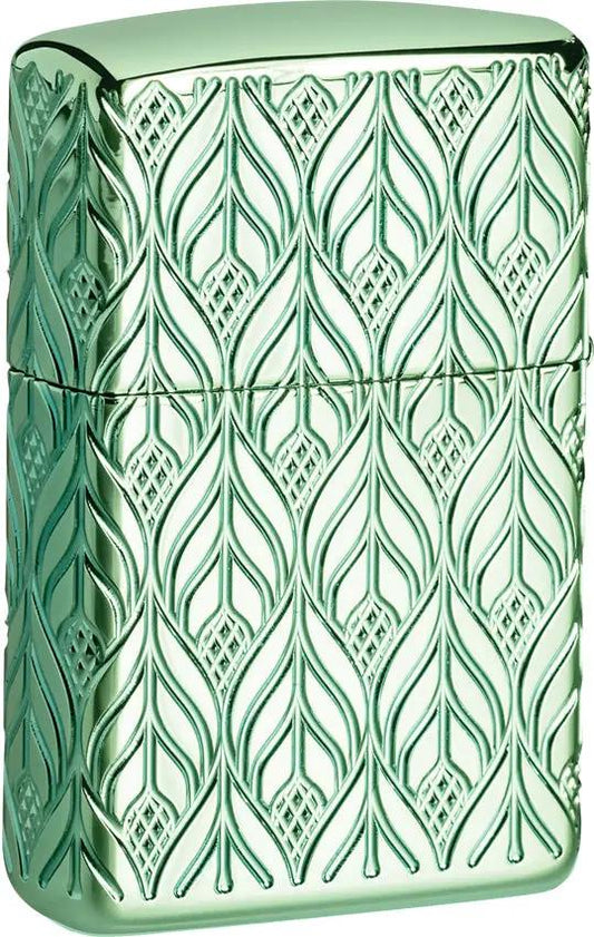 Zippo Dragon Design Armor High Polish Green Finish Lighter - Collectors Gift Boxed Premium by Zippo