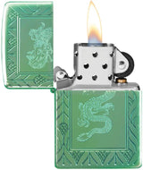 Zippo Dragon Design Armor High Polish Green Finish Lighter - Collectors Gift Boxed Premium by Zippo