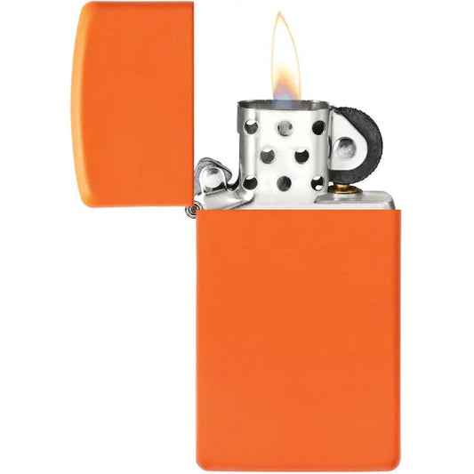 Zippo Slim Lighter 1631 Orange - Logo Free Design Gift Boxed For Collectors And Outdoor Enthusiasts by Zippo