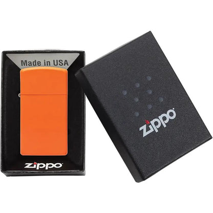 Zippo Slim Lighter 1631 Orange - Logo Free Design Gift Boxed For Collectors And Outdoor Enthusiasts by Zippo