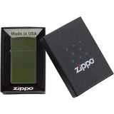 Zippo Slim Matte Green Lighter 1627 - No Logo Matte Finish Pocket Size Everyday Carry by Zippo
