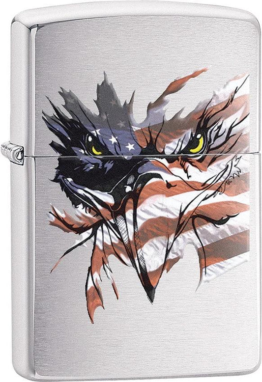 Zippo Patriotic Vision Lighter Brushed Chrome Gift Boxed For Collectors And Flag Enthusiasts by Zippo
