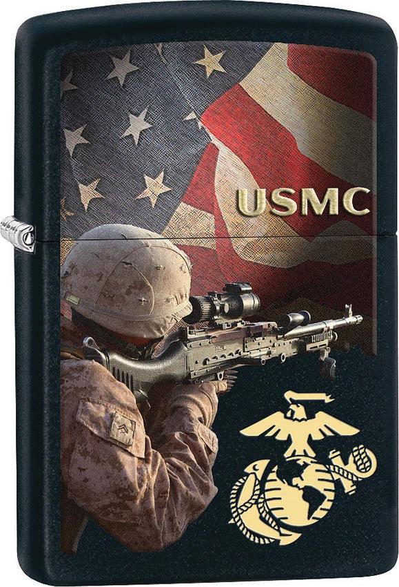 Zippo USMC Lighter Officially Licensed Black Matte Finish Boxed Gift For Marines And Collectors by Zippo