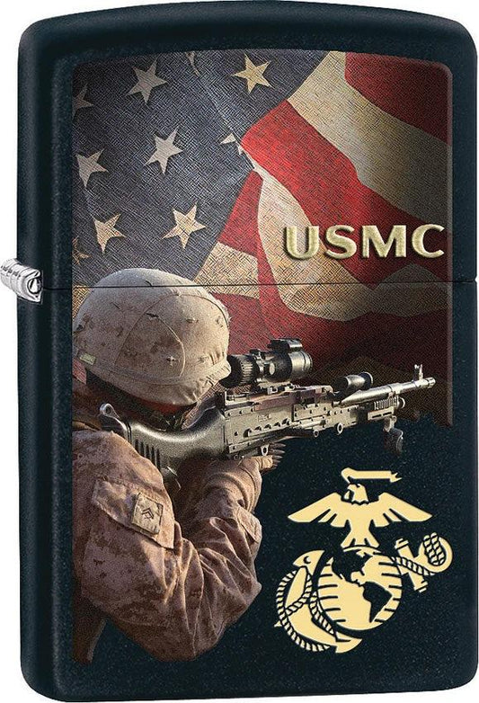 Zippo USMC Lighter Officially Licensed Black Matte Finish Boxed Gift For Marines And Collectors by Zippo
