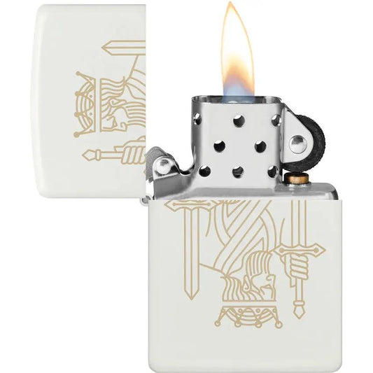 Zippo King Queen Lighter 49847 - White Matte Finish With King Front Queen Back Gift For Collectors And Chess Fans by Zippo