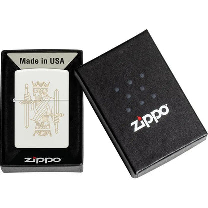 Zippo King Queen Lighter 49847 - White Matte Finish With King Front Queen Back Gift For Collectors And Chess Fans by Zippo