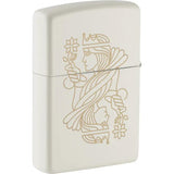 Zippo King Queen Lighter 49847 - White Matte Finish With King Front Queen Back Gift For Collectors And Chess Fans by Zippo