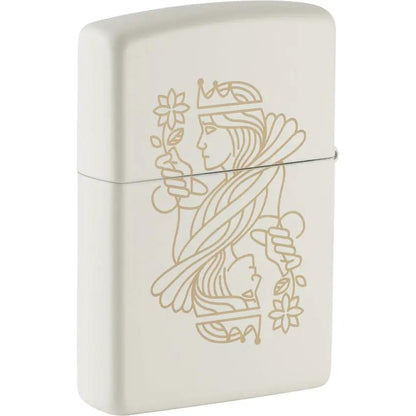 Zippo King Queen Lighter 49847 - White Matte Finish With King Front Queen Back Gift For Collectors And Chess Fans by Zippo