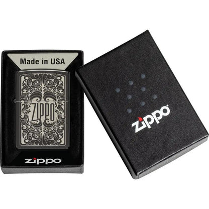 Zippo Design 48253 Laser Engraved Lighter Featuring High Polish Black Ice Finish For Collectors by Zippo