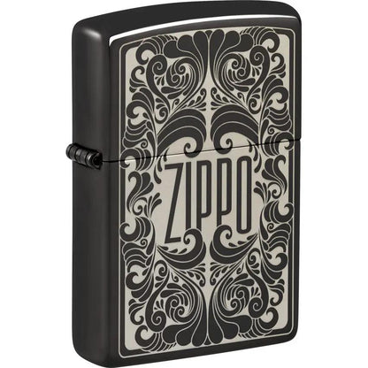 Zippo Design 48253 Laser Engraved Lighter Featuring High Polish Black Ice Finish For Collectors by Zippo