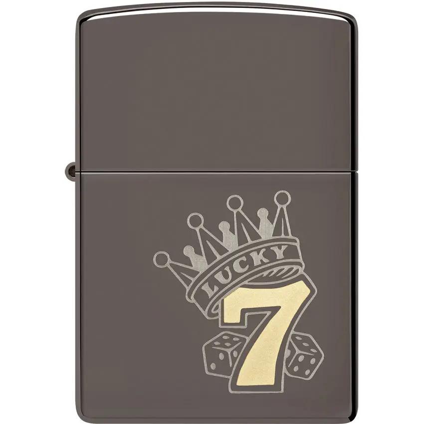 Zippo Lucky 7 Lighter - Black Ice Finish Boxed Gift For Him Iconic Premium EDC Accessory by Zippo