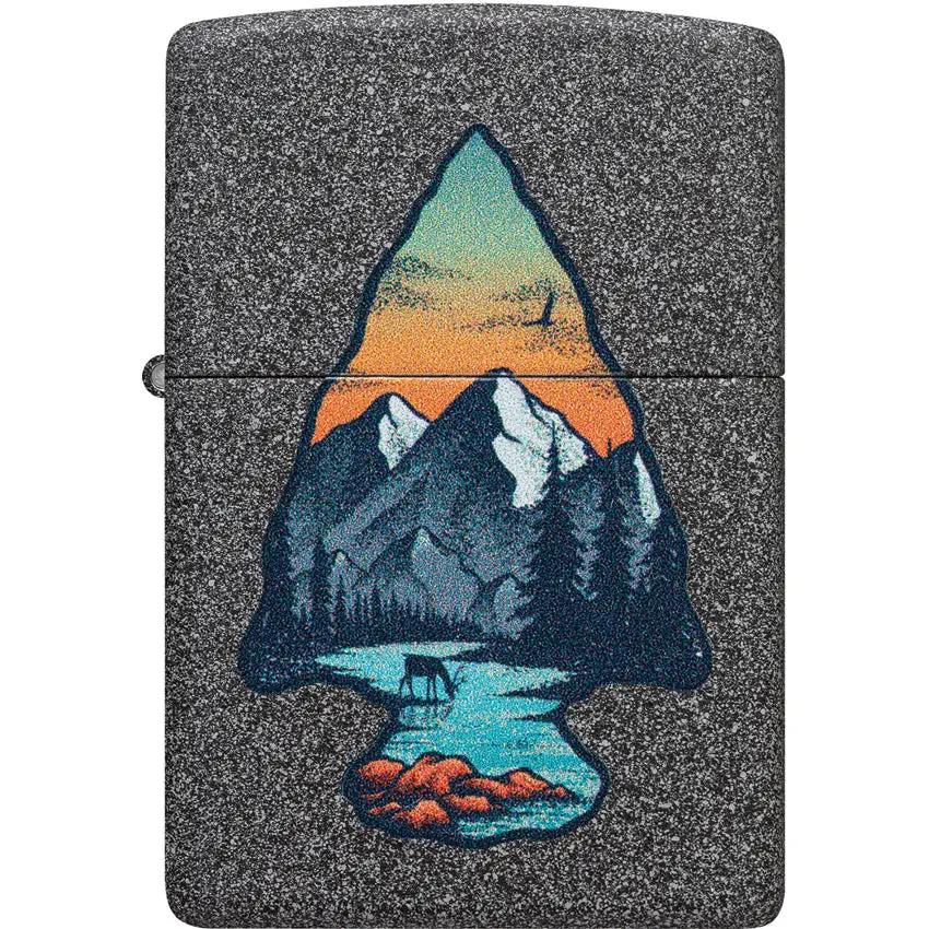 Zippo Mountain Design Lighter 46007 - Rugged Iron Stone Finish For Outdoor Adventurers And Gifts by Zippo