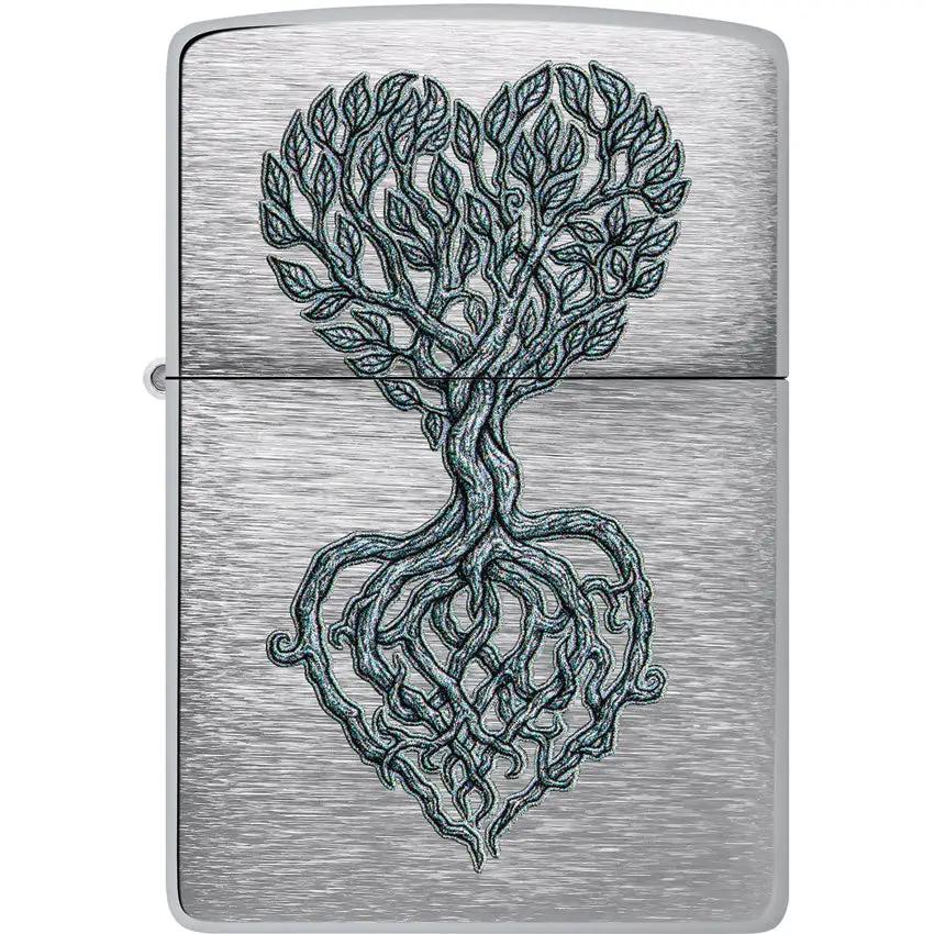 Zippo Rooted In Love Lighter Brushed Chrome Finish - Romantic Gift For Her Keepsake by Zippo
