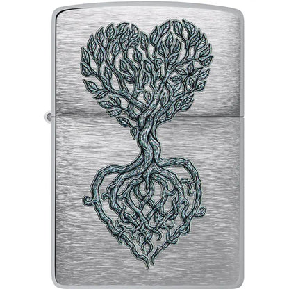 Zippo Rooted In Love Lighter Brushed Chrome Finish - Romantic Gift For Her Keepsake by Zippo