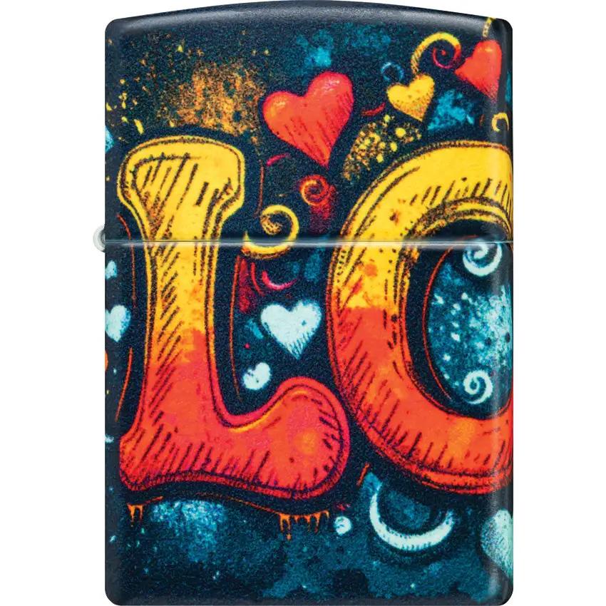 Zippo Love Mural Lighter - Romantic Gift For Couples In Black Matte Finish With Durable Flame Reliability by Zippo