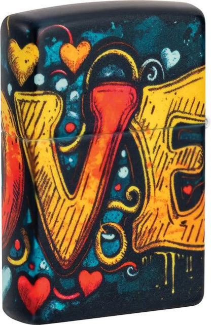 Zippo Love Mural Lighter - Romantic Gift For Couples In Black Matte Finish With Durable Flame Reliability by Zippo