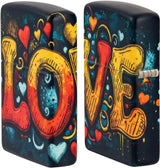 Zippo Love Mural Lighter - Romantic Gift For Couples In Black Matte Finish With Durable Flame Reliability by Zippo