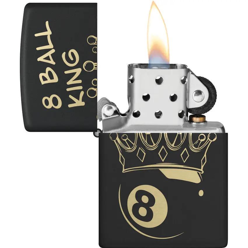 Zippo Billiards Champion Lighter 46291 - Black Matte Finish, Pocket Sized Gift for Pool Enthusiasts by Zippo