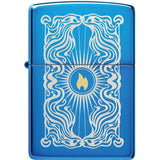 Zippo Fancy Flame Lighter - High Polish Blue Finish Boxed For Collectors And Gift Buyers by Zippo