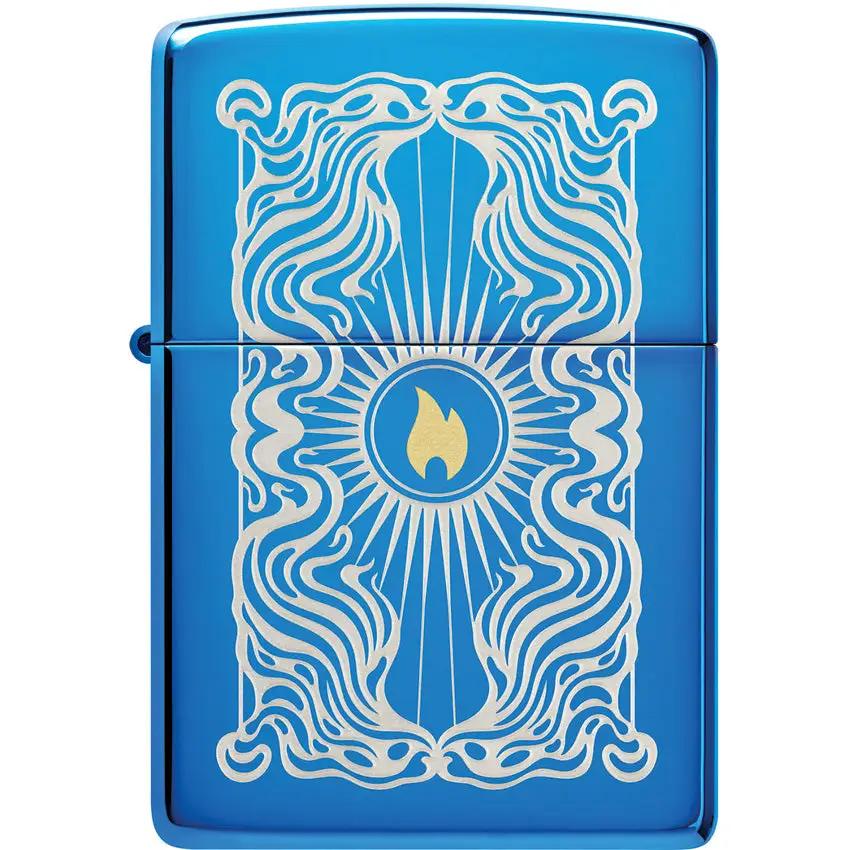 Zippo Fancy Flame Lighter - High Polish Blue Finish Boxed For Collectors And Gift Buyers by Zippo