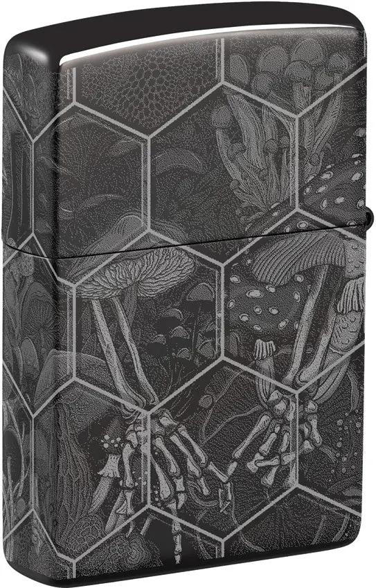 Zippo Mushroom Skulls Lighter - 360 Photo Design On High Polish Black Ice Finish, Boxed Gift For Collectors by Zippo