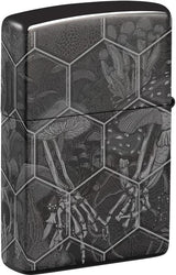 Zippo Mushroom Skulls Lighter - 360 Photo Design On High Polish Black Ice Finish, Boxed Gift For Collectors by Zippo