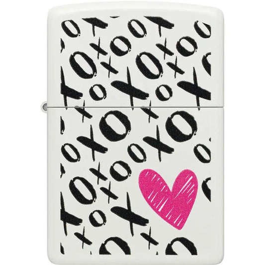 Zippo Hugs And Kisses Lighter White Matte Gift Boxed For Couples - Valentine Gift Ready Collectors Keepsake by Zippo