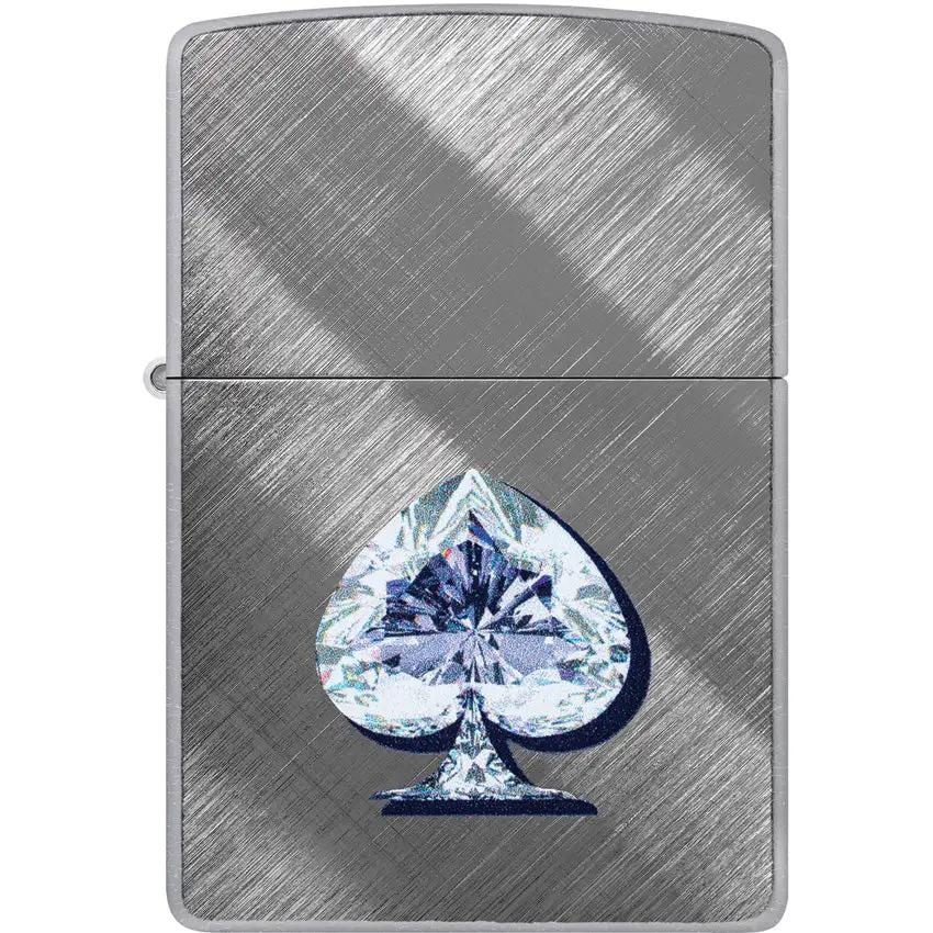 Zippo Gleaming Spade Lighter - Diagonal Weave Finish With Collectors Gift Box And Reliable Ignition by Zippo